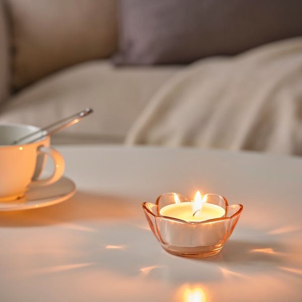 Подсвечник для греющей свечи, светло-розовый 4 см IKEA VANLIGEN ВАНЛИГЕН 004.644.48 - фото 2