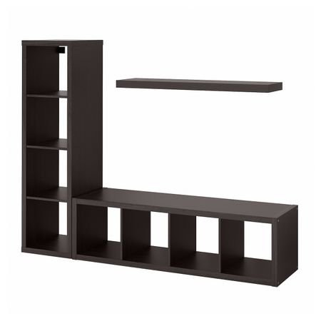 Комбнц для хранения с плк, черно-коричневый 189x39x147 см IKEA KALLAX КАЛЛАКС / LACK ЛАКК 293.987.21