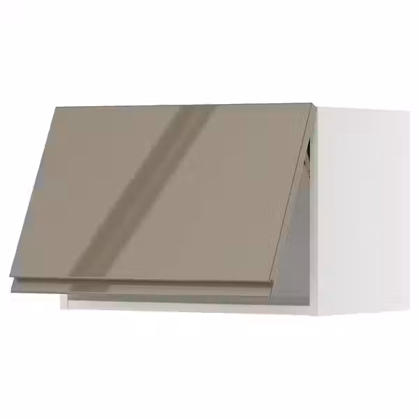 METOD Горизонтальный навесной шкаф - белый/Voxtorp глянцевый темный серо-коричневый 60x40 см - фото 1