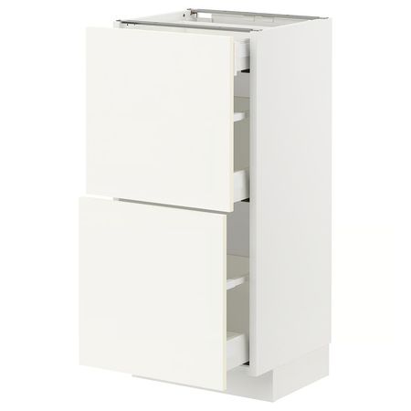 METOD / MAXIMERA Напольный шкаф/2 фасада/3 ящика - белый/Vallstena белый 40x37 см