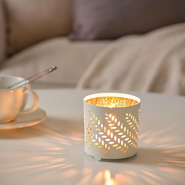 Подсвечник для греющей свечи, белый, серебристый 8 см IKEA STABBIG СТАБИГ 504.642.95 - фото 2