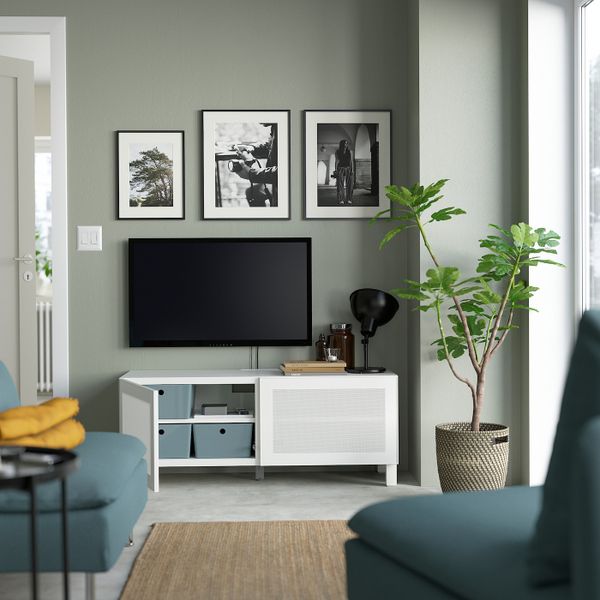 Тумба под ТВ, с дверцами, белый/МОРТВИКЕН/СТУББ белый 120x42x48 см IKEA BESTÅ БЕСТО 394.321.02 - фото 2