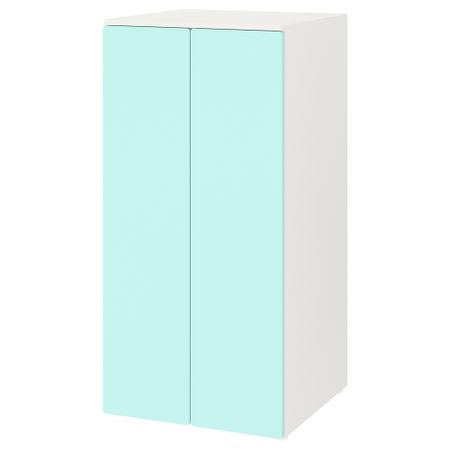 Гардероб, 60x57x123 см, белый бледно-бирюзовый с 3 полками IKEA PLATSA ПЛАТСАA ПЛАТСА, SMÅSTAD СМОСТАД 094.833.29
