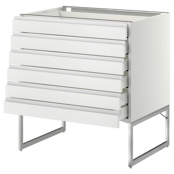 Напольный шкаф 6 фронтальных панелей, 6 нижних ящиков МЕТОД / МАКСИМЕРА, белый, Нодста белый - схема-чертеж с размерами