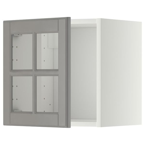Навесной шкаф со стеклянной дверью, белый/Будбин серый 40x40 см IKEA METOD МЕТОД 892.277.45 - фото 1