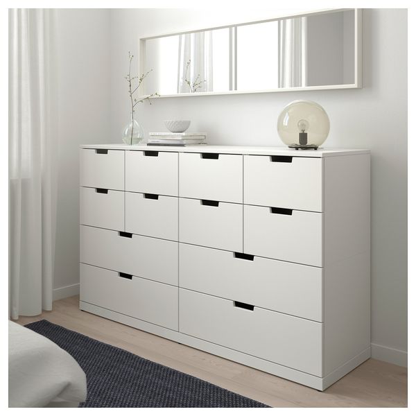 Комод с 12 ящиками НОРДЛИ, белый (160x99 см) - фото 2