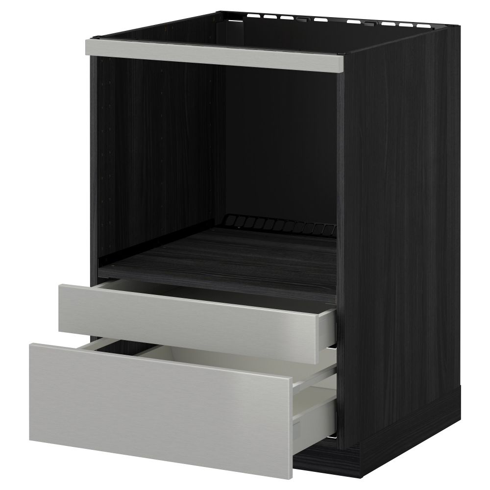 Напольный шкаф для комбинирования СВЧ, ящики МЕТОД / МАКСИМЕРА, черный, Гревста нержавеющ сталь (60x60 см) - схема-чертеж с размерами