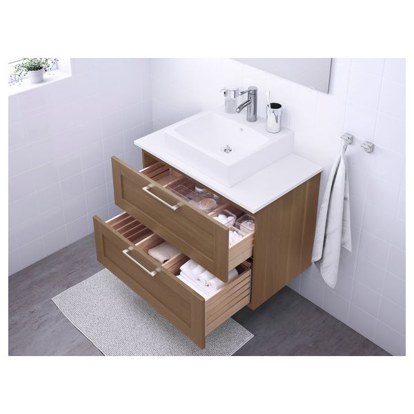 Шк п-раковину/столешн45x45/раковина ГОДМОРГОН/АЛДЕРН / ТОРНВИКЕН, под грецкий орех, белый (82x49x72 см) - схема-чертеж с размерами