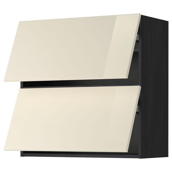 Навесной шкаф, 2 дверцы, горизонтальный МЕТОД, черный, Рингульт кремовый - схема-чертеж с размерами