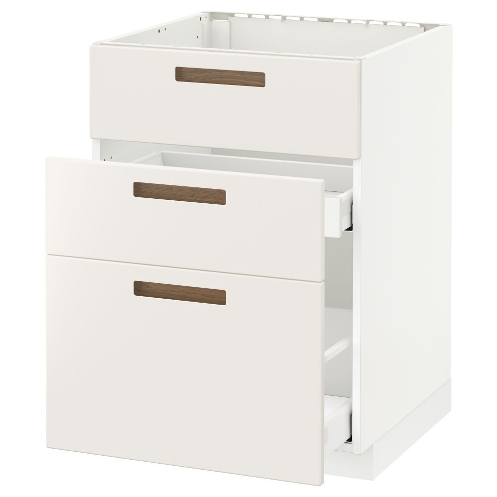 Напольный шкаф под мойку + 3 фронтальных панели, 2 ящика МЕТОД / МАКСИМЕРА, белый, Мэрста белый - схема-чертеж с размерами