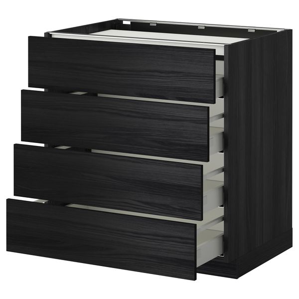 Напольный шкаф, 4 фронтальных панели, 4 ящика МЕТОД / МАКСИМЕРА, черный, Тингсрид черный - фото 1