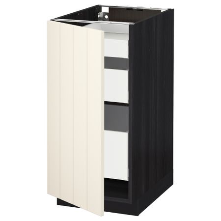 Напольный шкаф с 1 дверцей, 3 ящика МЕТОД / МАКСИМЕРА, черный, Хитарп белый с оттенком