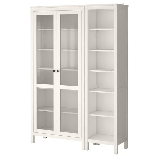 Комбинация для хранения со стеклянными дверцами ХЕМНЭС, белая морилка (139x197 см) - схема-чертеж с размерами