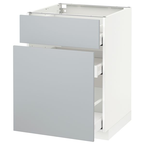 Напольный шкаф, выдвижной секцией, ящик МЕТОД / МАКСИМЕРА, белый, Веддинге серый - схема-чертеж с размерами
