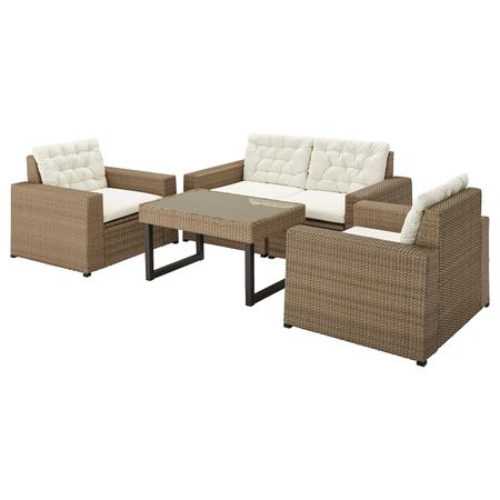 4-местный комплект садовой мебели, коричневый/Куддарна бежевый IKEA SOLLERÖN СОЛЛЕРОН 193.032.95