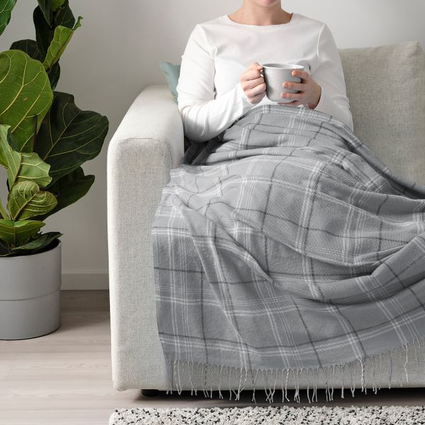 Плед, серый 140x205 см IKEA ANNAMIA АННАМИА 605.086.04 - схема-чертеж с размерами