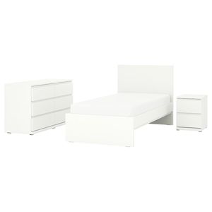STORKLINTA Комплект мебели д/спальни, 3 предм. - белый 90x200 см