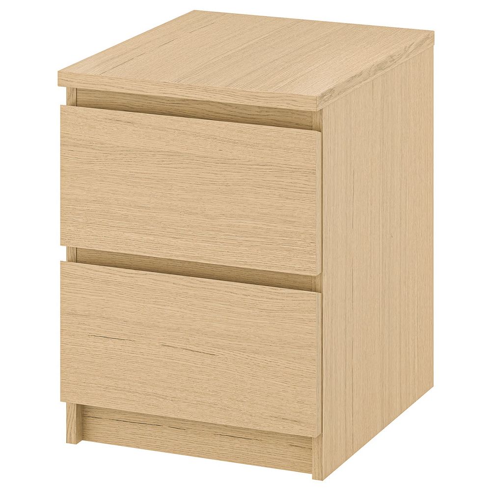 MALM Комод с 2 ящиками - дубовый шпон, беленый 40x55 см - фото 1