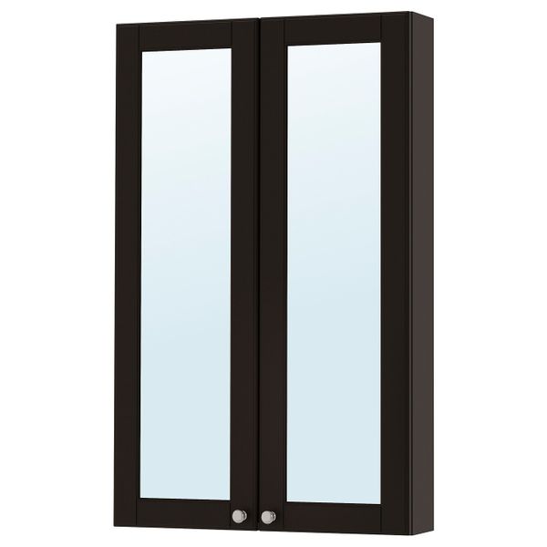 Зеркальный шкаф с 2 дверцами, Кашён темно-серый 60x14x96 см IKEA ГОДМОРГОН 303.995.93 - фото 1