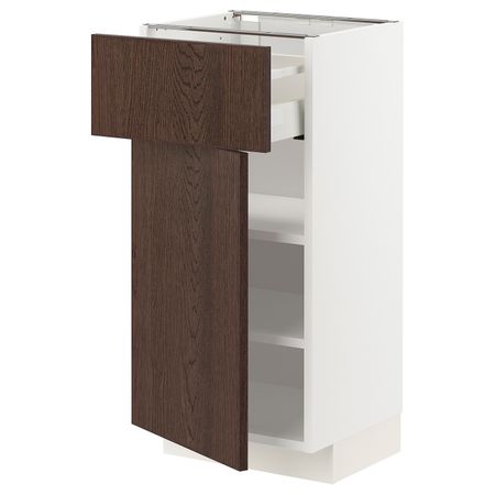 Напольный шкаф с ящиком/дверцей, белый/Синарп коричневый 40x37 см IKEA METOD МЕТОД / MAXIMERA МАКСИМЕРА 794.042.77