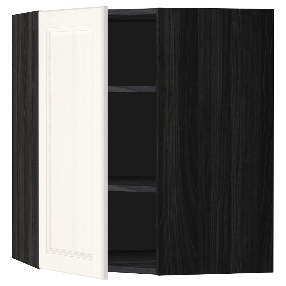 Угловой навесной шкаф с полками МЕТОД, черный, Лаксарби белый - схема-чертеж с размерами