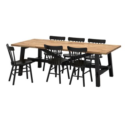 Стол и 6 стульев, акация/черный 235x100 см IKEA SKOGSTA СКОГСТА / NORRARYD НОРРАРИД 892.461.45
