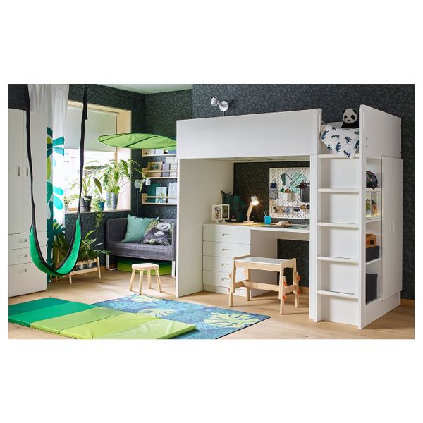 Кровать-чердак, 4 ящика, 2 дверцы, белый/белый 207x99x182 см IKEA СТУВА / ФРИТИДС 592.621.65 - схема-чертеж с размерами