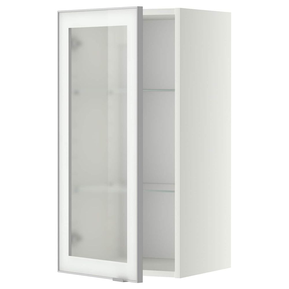 Навесной шкаф с полками, стекляными дв, белый/Ютис матовое стекло 40x80 см IKEA METOD МЕТОД 692.383.30 - фото 1