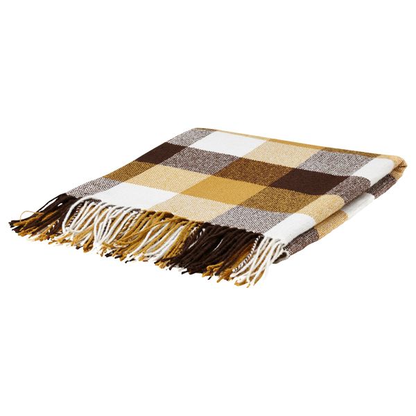 Плед АННАМИА, коричневый клетчатый орнамент (140x205 см) - схема-чертеж с размерами