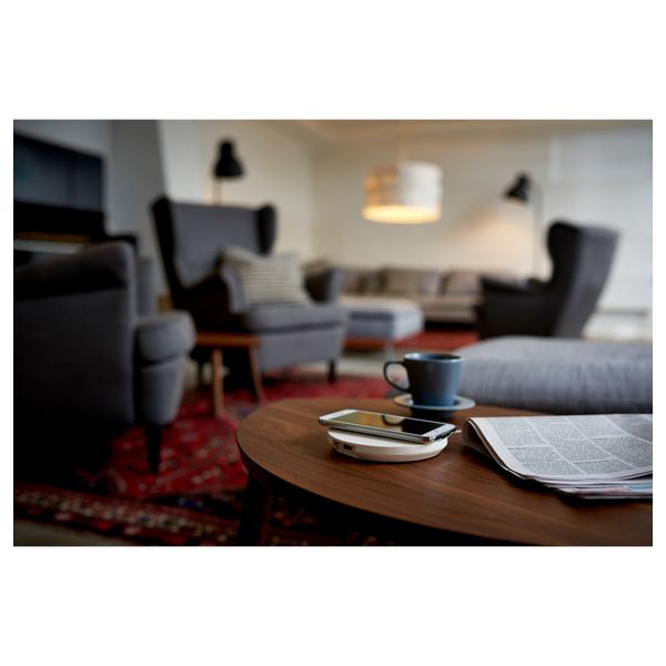 Одинарн подставка для/беспров зарядки НУРДМЭРКЕ, белый - схема-чертеж с размерами