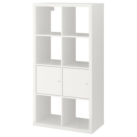 Стеллаж с дверцами, глянцевый, белый, 77x147 см IKEA KALLAX КАЛЛАКС 892.782.97