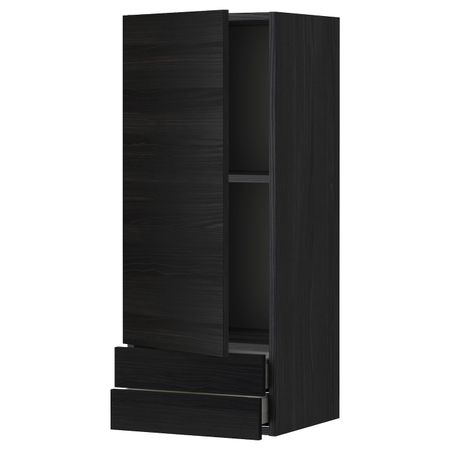 Навесной шкаф с дверцей, 2 ящика, черный, Тингсрид черный 40x100 см IKEA МЕТОД / МАКСИМЕРА 792.353.88