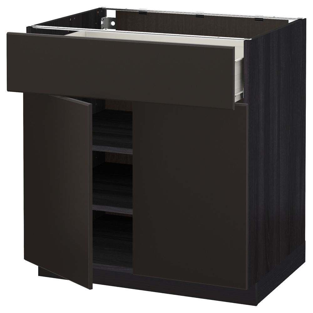 Напольный шкаф + ящик/2дверцы, черный/Кунгсбакка антрацит 80x60 см IKEA МЕТОД / ФОРВАРА 692.204.67 - фото 1