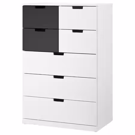 NORDLI Комод с 7 ящиками - белый/антрацит 80x122 см