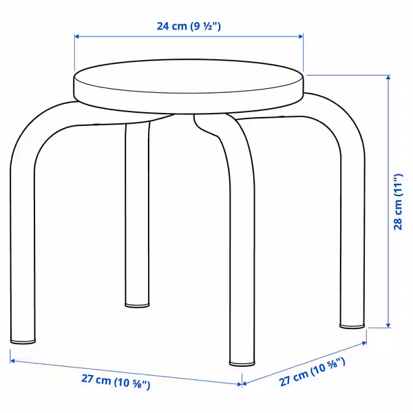 GREJSIMOJS ГРЕЙСИМОЙС Табурет детский - дерево/оранжевый - схема-чертеж с размерами