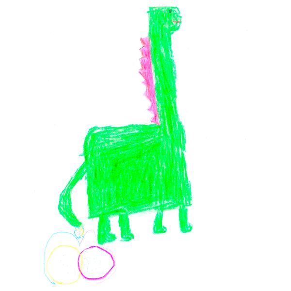 Мягкая игрушка САГОСКАТТ, динозавр, зеленый - схема-чертеж с размерами