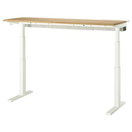 MITTZON Стол/трансф - электрический дубовый шпон/белый 160x60 см
