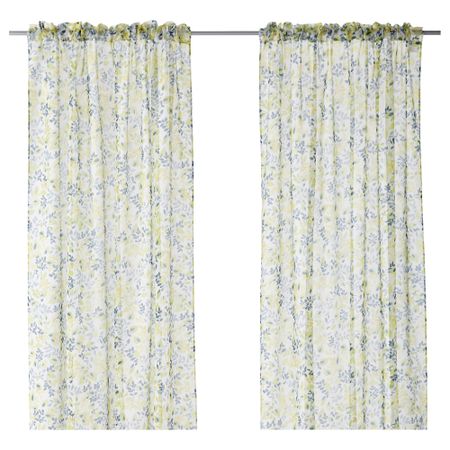 Гардины, 2 шт. НИННИЦА, лист разноцветный (145x300 см)