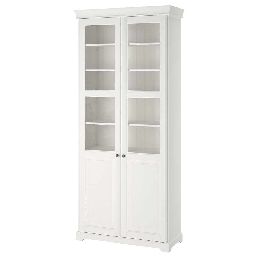 Шкаф книжный со стеклянными дверьми, 96x214 см, белый IKEA LIATORP ЛИАТОРП 190.287.54 - фото 1