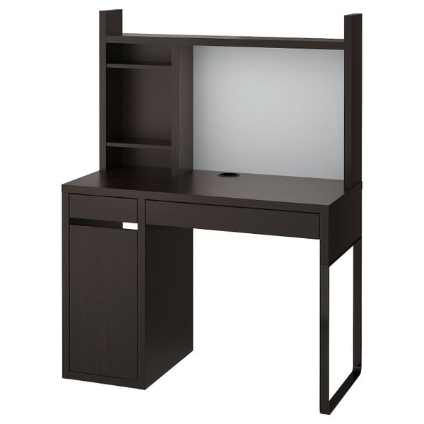 Письменный стол, черно-коричневый 105x50 см IKEA MICKE МИККЕ 192.450.26 - фото 1