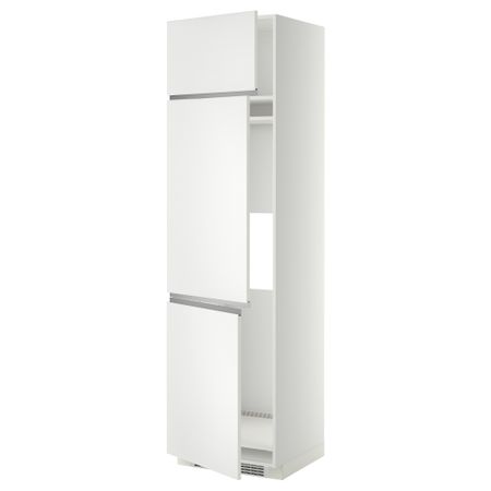Высокий шкаф для холодильника или морозильника, с 3 дверями МЕТОД, белый, Нодста белый