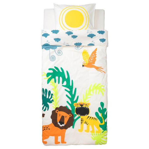 Пододеяльник и 1 наволочка, зверюшка/облако 150x200/50x70 см IKEA ДЬЮНГЕЛЬСКОГ 803.937.20 - фото 2
