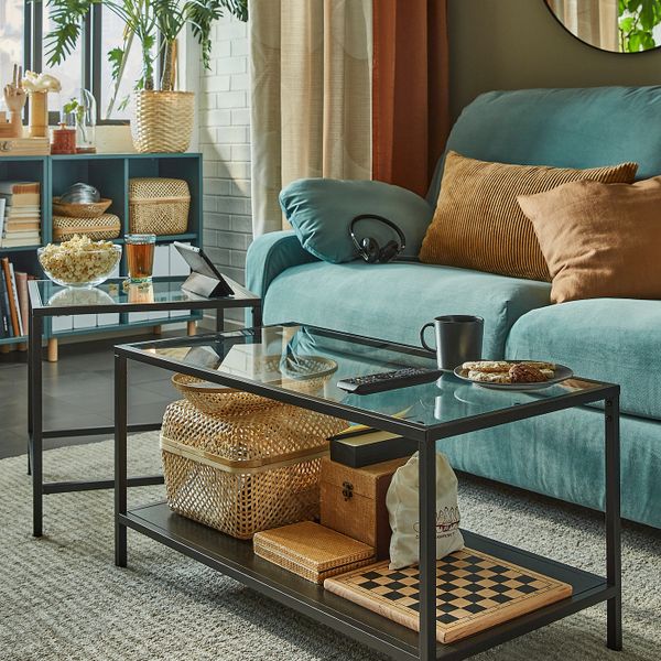 Комплект столов, 2 шт, черно-коричневый/стекло 90x50 см IKEA VITTSJÖ ВИТШЁ 803.833.06 - фото 2