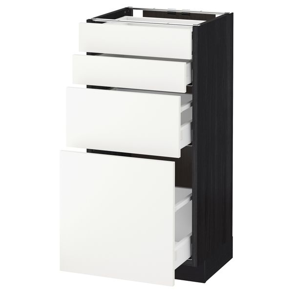 Напольный шкаф 4 фронтальных панели, 4 ящика МЕТОД / МАКСИМЕРА, черный, Хэггеби белый - схема-чертеж с размерами