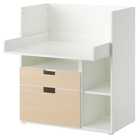 Столик для игр с 2 ящиками СТУВА, белый, береза (90x79x102 см)