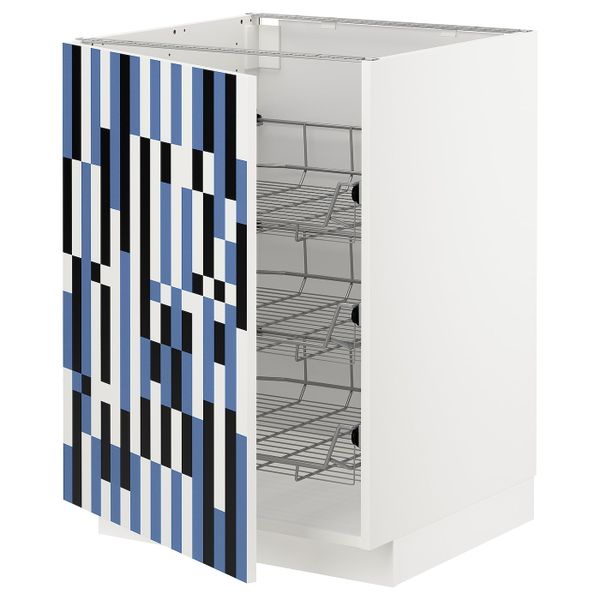 Напольный шкаф с проволочные ящиками, белый, Иттербин с печатным рисунком 60x60 см IKEA МЕТОД 192.869.98 - схема-чертеж с размерами