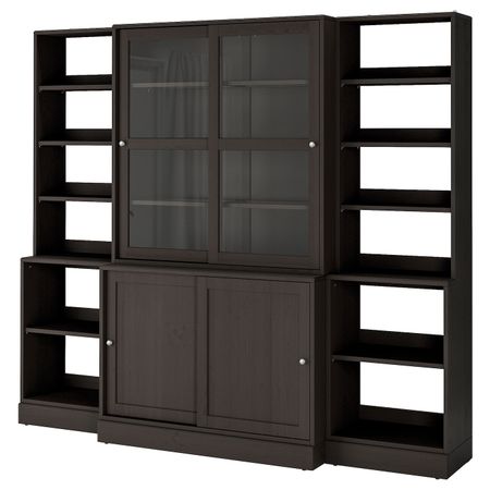 Комбинация с раздвижными дверьми, темно-коричневый 243x47x212 см IKEA HAVSTA ХАВСТА 092.752.31