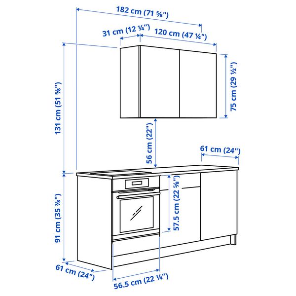IKEA в интерьере - схема-чертеж с размерами
