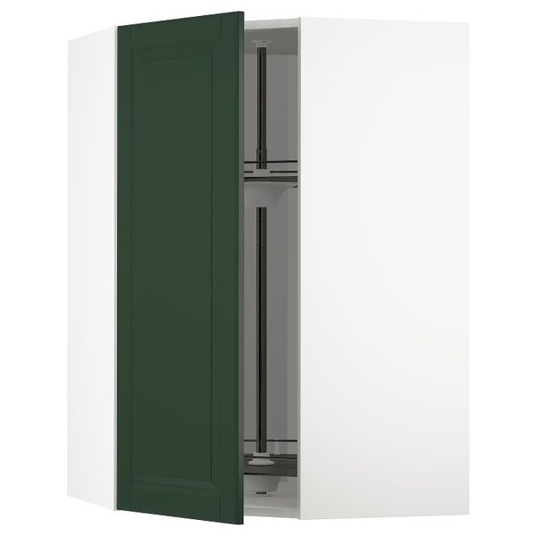 Угловой навесного шкаф с вращающейся секц, белый/Будбин темно-зеленый 68x100 см IKEA METOD МЕТОД 693.123.63 - фото 1