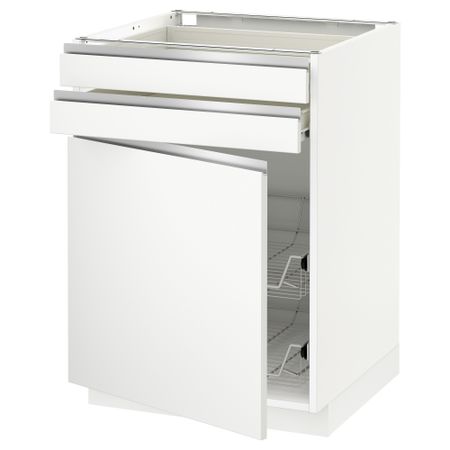 Напольный шкаф, дверца, 2 ящика, проволочных корзин МЕТОД / ФОРВАРА, белый, Нодста белый